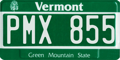 VT license plate PMX855