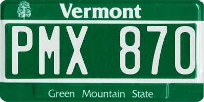 VT license plate PMX870