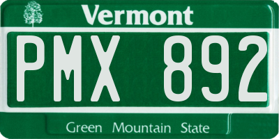 VT license plate PMX892
