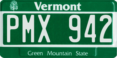 VT license plate PMX942