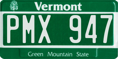 VT license plate PMX947