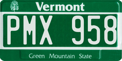 VT license plate PMX958