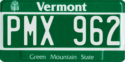 VT license plate PMX962