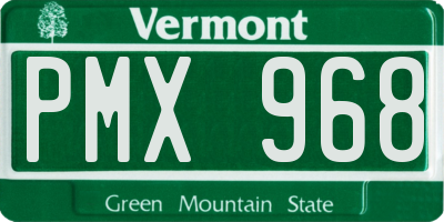 VT license plate PMX968