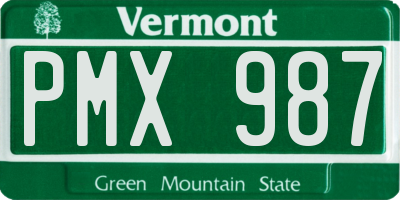VT license plate PMX987
