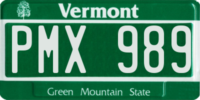 VT license plate PMX989