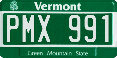 VT license plate PMX991
