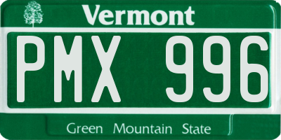 VT license plate PMX996