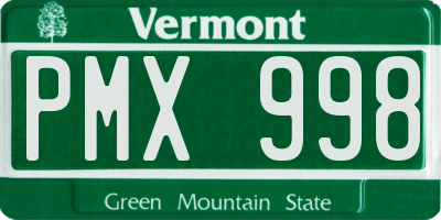 VT license plate PMX998