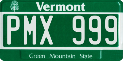 VT license plate PMX999