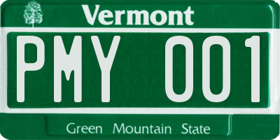 VT license plate PMY001