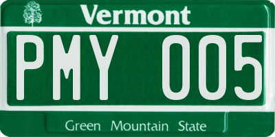 VT license plate PMY005