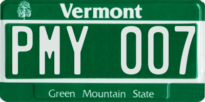 VT license plate PMY007