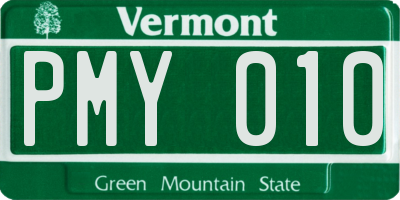 VT license plate PMY010