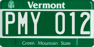 VT license plate PMY012