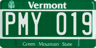 VT license plate PMY019