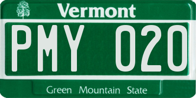 VT license plate PMY020