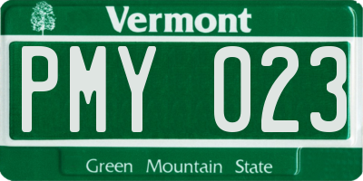 VT license plate PMY023