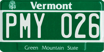 VT license plate PMY026