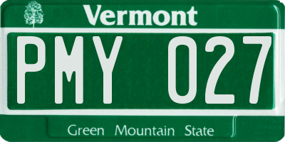 VT license plate PMY027