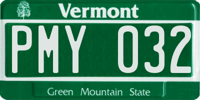 VT license plate PMY032