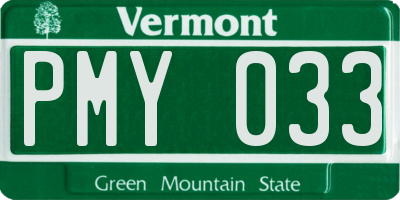 VT license plate PMY033
