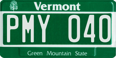 VT license plate PMY040