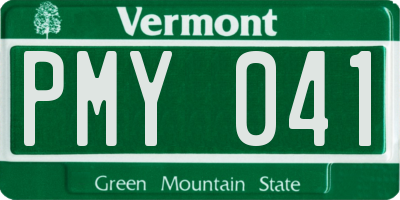 VT license plate PMY041