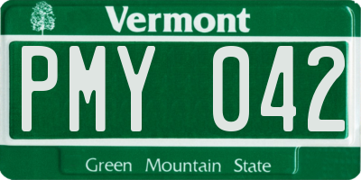 VT license plate PMY042