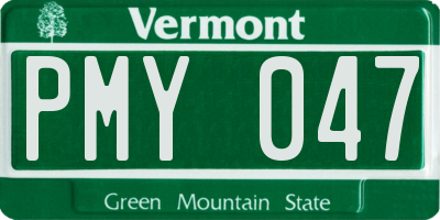 VT license plate PMY047
