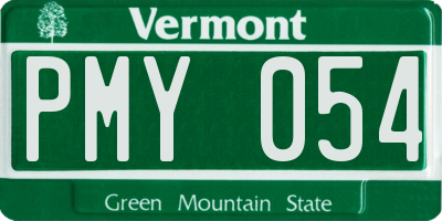 VT license plate PMY054