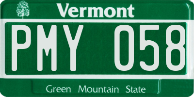 VT license plate PMY058