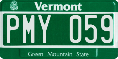 VT license plate PMY059