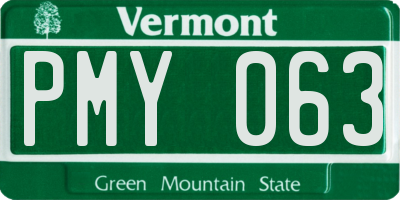 VT license plate PMY063