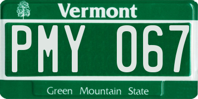 VT license plate PMY067