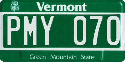 VT license plate PMY070