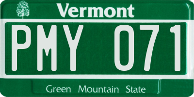 VT license plate PMY071