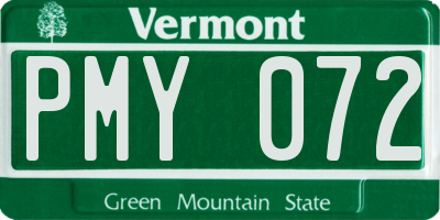 VT license plate PMY072