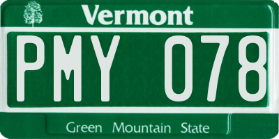 VT license plate PMY078