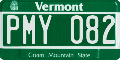 VT license plate PMY082