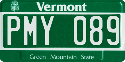 VT license plate PMY089