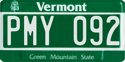 VT license plate PMY092