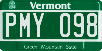 VT license plate PMY098