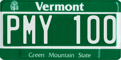 VT license plate PMY100