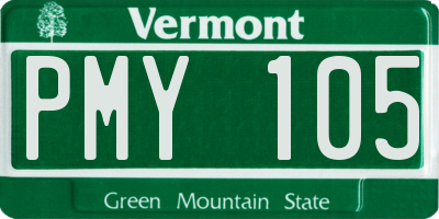 VT license plate PMY105