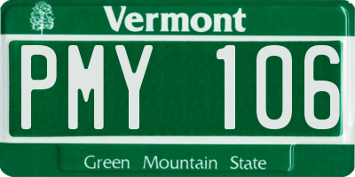 VT license plate PMY106