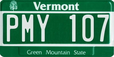 VT license plate PMY107