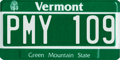 VT license plate PMY109
