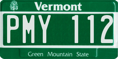 VT license plate PMY112