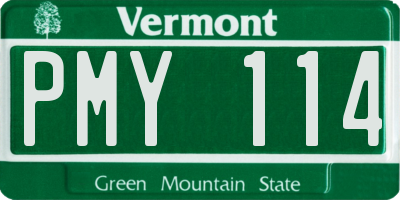 VT license plate PMY114